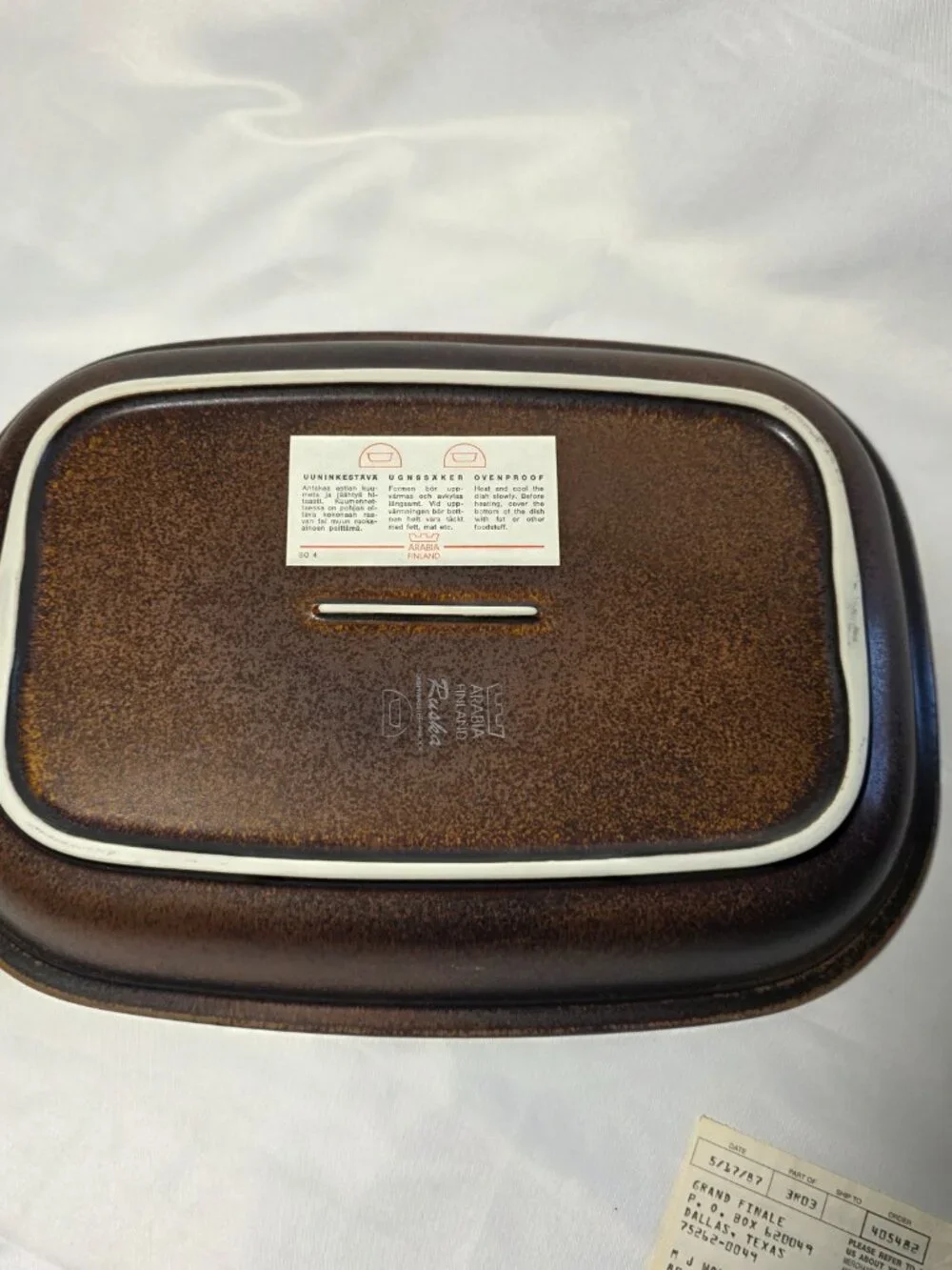Arabia of Finland Rushka 14 Inch Rectangle Baker Light & Dark Brown Spotted NEW